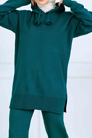 benguen Hooded Knitwear Set S1079 Emerald Green
