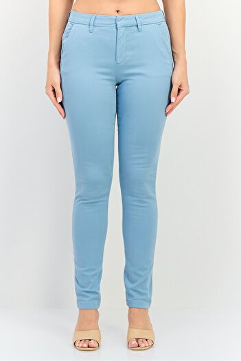 Reiko Women Regular Fit Solid Chino Pants, Light Sea Green