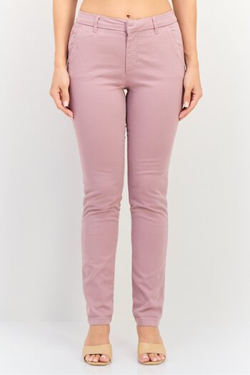 Reiko Women Regular Fit Solid Stretchable Chino Pants, Mauve