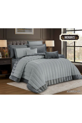 HOURS Horse Winter Bedspread, Fur and Velvet, Heavy Fill, Suitable for Double Bed Size 200x200 cm, 8 Pieces, 360 Stitches