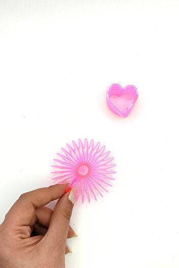 Limmy Mini Heart Shaped Neon Pink Stress Spring Toy Stress Spring - 3 cm in Diameter - 1 Piece