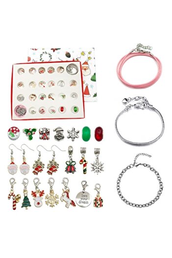 Tessero Calendar de Advent DIY de Crăciun - Cercei și brățări cu pandantive pentru femei, placate cu aur de 18K, reglabile