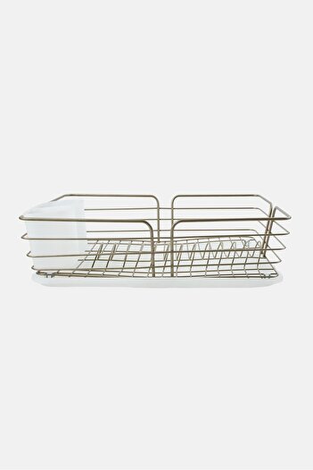 Bombay Dish Rack With Tray And Cutlery Holder, Silver