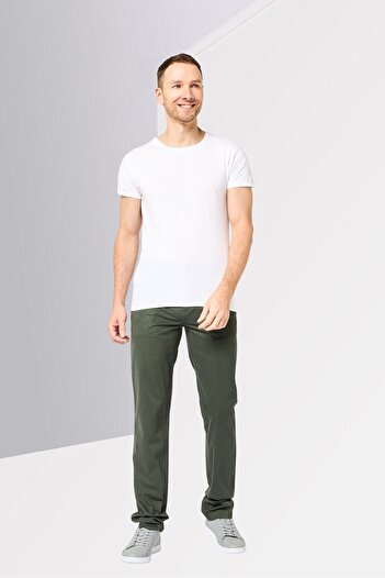 Lacoste Men Regular Fit Embroidered Logo Chino Pants, Olive