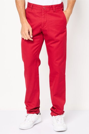 Lacoste Men Slim Fit Solid Chino Pants, Maroon