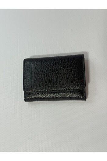 Nevgiss Aksesuar Black Genuine Leather Wallet with Zipper and Snap Fastener Coin Pocket