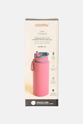 Asobu 2 In 1 Stainless Steel Tumbler 1 L, Pink