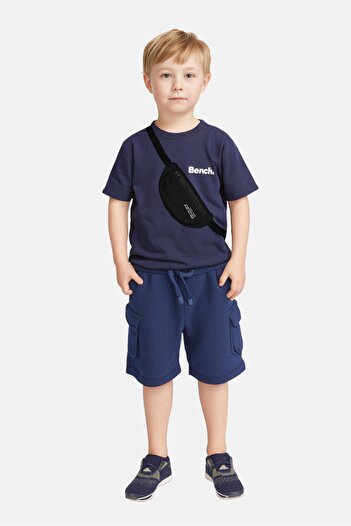 BENCH Kids Boy 2 Pieces Short Sleeve Brand Logo T-Shirt And Shorts Set, Slate Blue