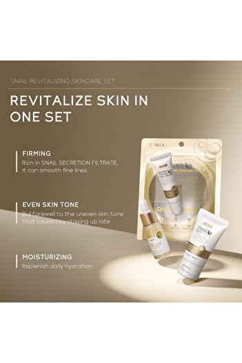 LAIKOU Cosmetic set, 3 pieces for facial care with Snail Secretion Filtrate, Ginseng, Niacinamides, 24K