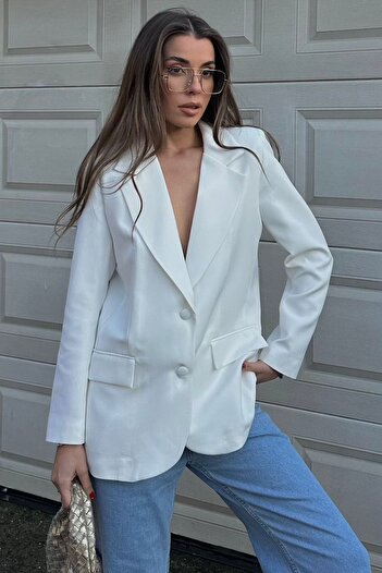 VAGGON Button Closure Pocket Detail Blazer Jacket
