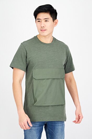 G-STAR RAW Men Crew Neck Short Sleeve Solid T-Shirt, Olive