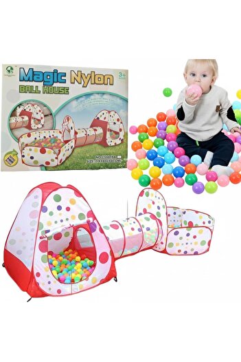 REZZOSS Magic Nylon Ball House Play Tent with Tunnel & Ball Pit for Kids – 3-in-1