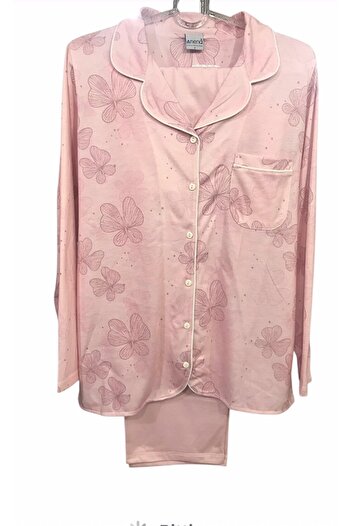 NENA COLLECTION Nena Long Sleeve Front Open 100% Cotton Pajama Set-14934