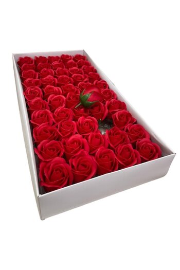 dalimag Decorative Soap Roses, 7x5cm, Set of 50, Red, in Windowed Cardboard Box - TRS1