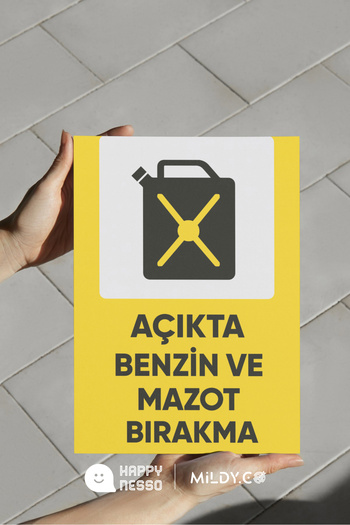 Happynesso Sign from the Warning Signs Series,'Do Not Leave Gasoline and Heavy Oil Open' Sign, 35X25 cm – Forex Foil Printing
