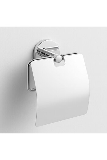 Badem10 Silver Chrome Lid Wc Paper Holder with Screws Stainless Metal Wall Toilet Roll Holder Bathroom Accessory