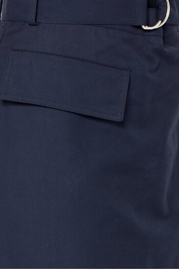 Lacoste Women Solid Belted Midi Skirts, Navy