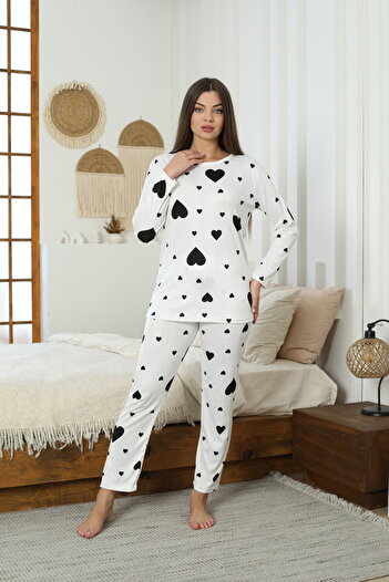 LİLA İÇ GİYİM Pegasus Black Covered Detailed Long Sleeve Pajama Set