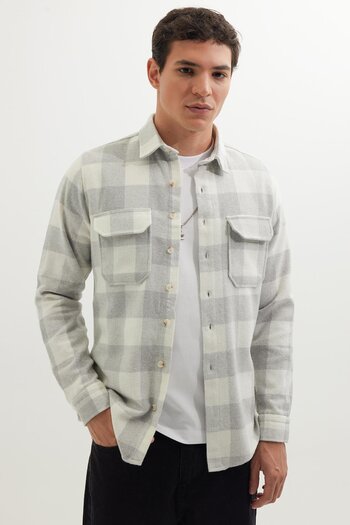 Tudors Men's Slim Fit Slim-Fitting Long-Sleeved Flap Double-Pocket Plaid Winter Lumberjack Shirt