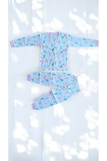 MİLAYS LİFE HOME COLLECTİON Girls' Character Printed Snap-On 100% Cotton Colorful Pajama Set