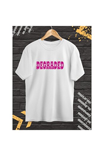 OEM Men's T-Shirt with Front-Back Print, Degraded, Cotton, White, S INTL