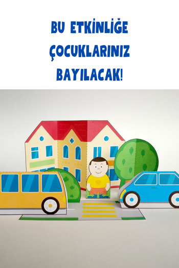 Organik Yolda Kağıttan 3 Boyutlu Şehir Yapıyoruz Şablonu, A4 Boyutta Kalın ve Sert Kağıt.