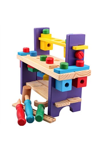 OEM Educational Toy, Wooden Carpenter Bench Montessori, Construction, Multicolor