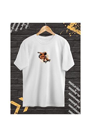 OEM Men's T-Shirt with Front and Back Print, Cosmo, Cotton, White, S INTL