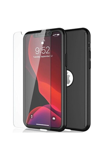 Samsung Galaxy A6 Plus 2018 Full Cover 360 Black Case + Protective Film