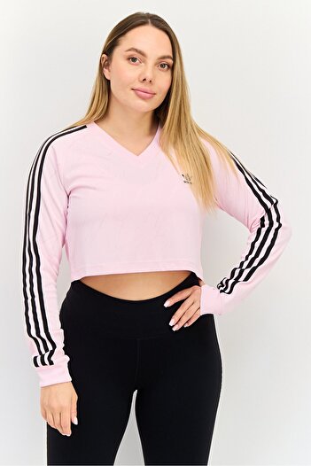 adidas Women Sportswear Fit Long Sleeve Outdoor Crop Top, Light Pink