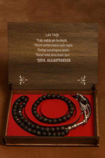 grsoyuncak Natural Stone Onyx Stone Prayer Beads-Bracelet Set with Wooden Box