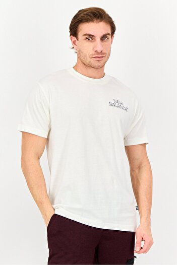 New Balance Men Sportswear Fit Short Sleeve Outdoor T-Shirt, Off White