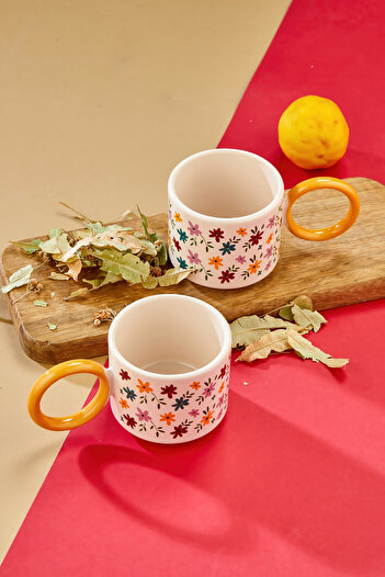 EMBazaar Flower Garden 2-Piece Mug/Tea/Coffee/Patterned Mug/Mug with Ring Handle