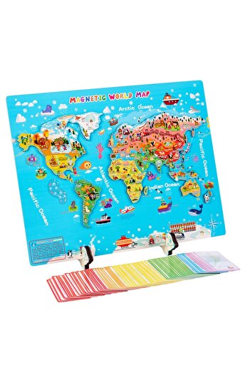 OEM Magnetic Wooden World Map Montessori Educational Toy