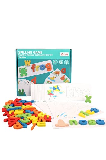 OEM Spelling Words Alphabet Wooden Montessori Game in English, Multicolor