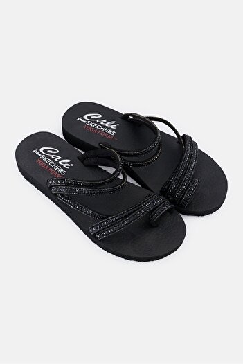SKECHERS Women Glam Flash Sling Black Sandals, Black