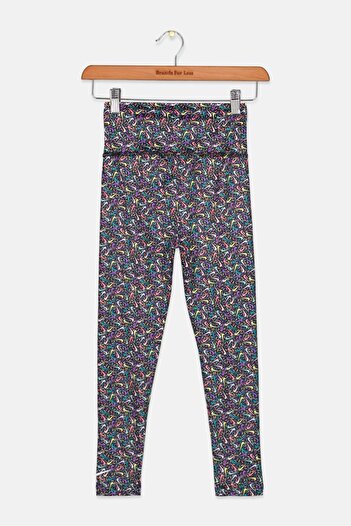 Nike Kids Girl Swoosh Sprinkle All Over Print Legging, Black