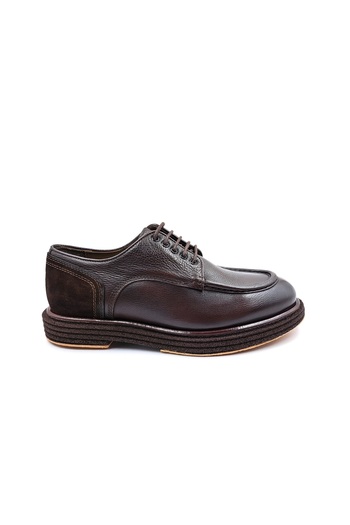 MARCOMEN Genuine Leather Men's Lace-Up Brown Classic Loafer Shoes