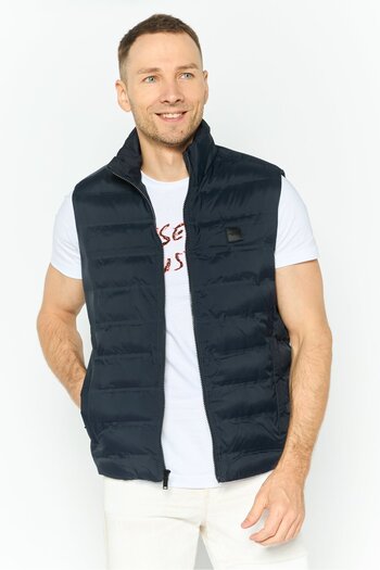 Michael Kors Men Quilted Puffer Jacket Vest, Navy