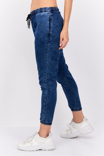 Levi's Women Regular Fit Wash Denim Jogger Pants, Navy Blue