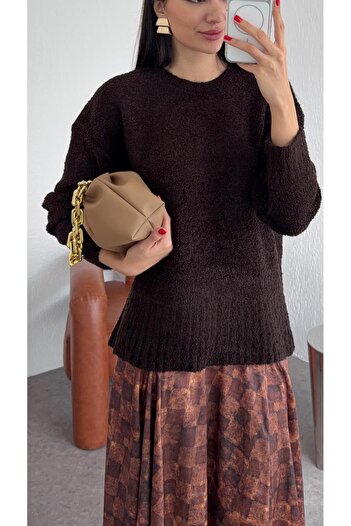HAZELANNA Brown Boucle Sweater