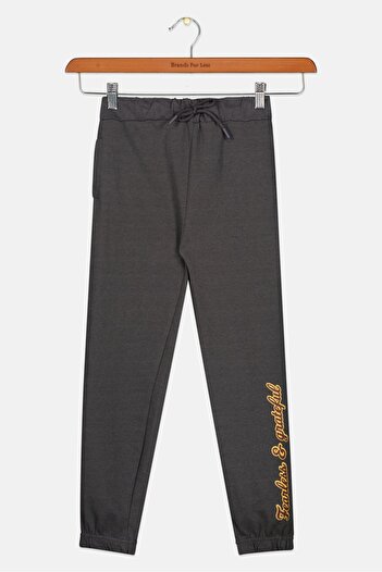 Sinsay Kids Girl Graphic Print Jogger Pants, Charcoal
