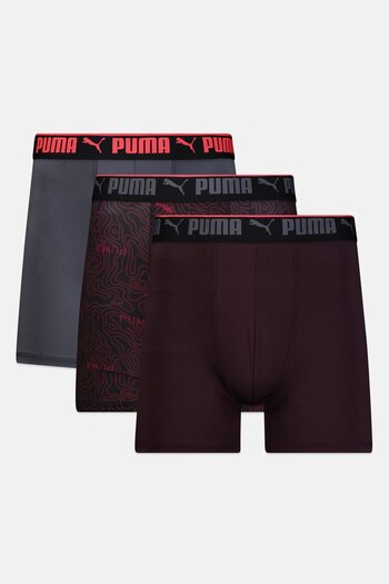 Puma Men 3 Piece Brand Logo Boxer Briefs, Multicolor