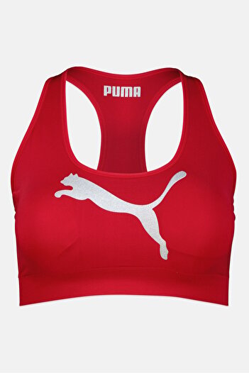 Puma Women Plus Size Brand Logo Padded Training Sports Bra, Red