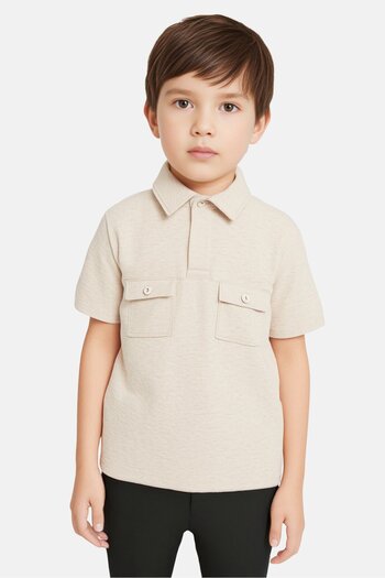 GAP Kids Boy Short Sleeve Plain Polo Shirt, Beige