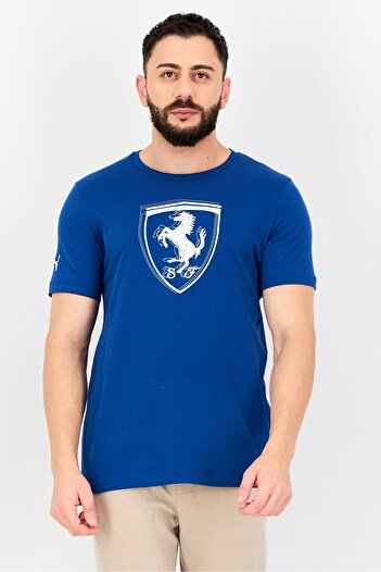 Puma Scuderia Ferrari Men Sportswear Fit Graphic Print Outdoor T-Shirt, Teal Blue