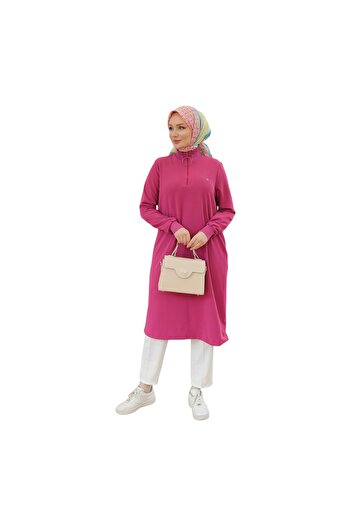 Armine Women's Ribbed Half Zipper Tunic 24Kt436
