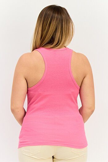 Sinsay Women Scoop Neck Sleeveless Ribbed Tank Top, Pink
