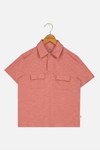 GAP Kids Boy Regular Short Sleeves Heather Polo Shirt, Old Rose