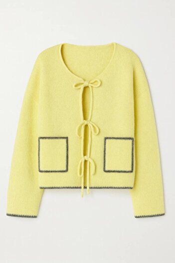 fujya Colorful Pocketed Lace-Up Yoshiko Knitwear Cardigan